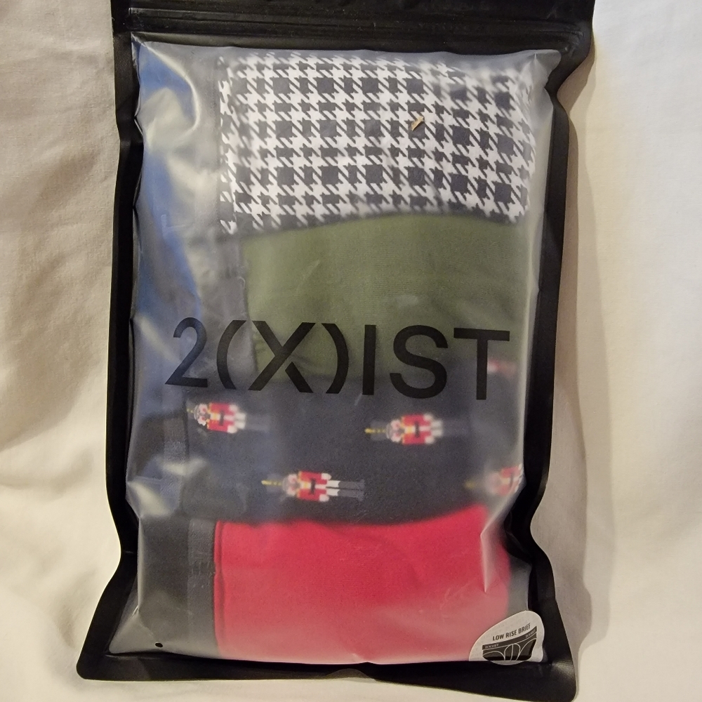 2xist Cotton Stretch No Show Brief 3+1 Bonus Pack Nutcracker Solid Christmas - Picture 5 of 8